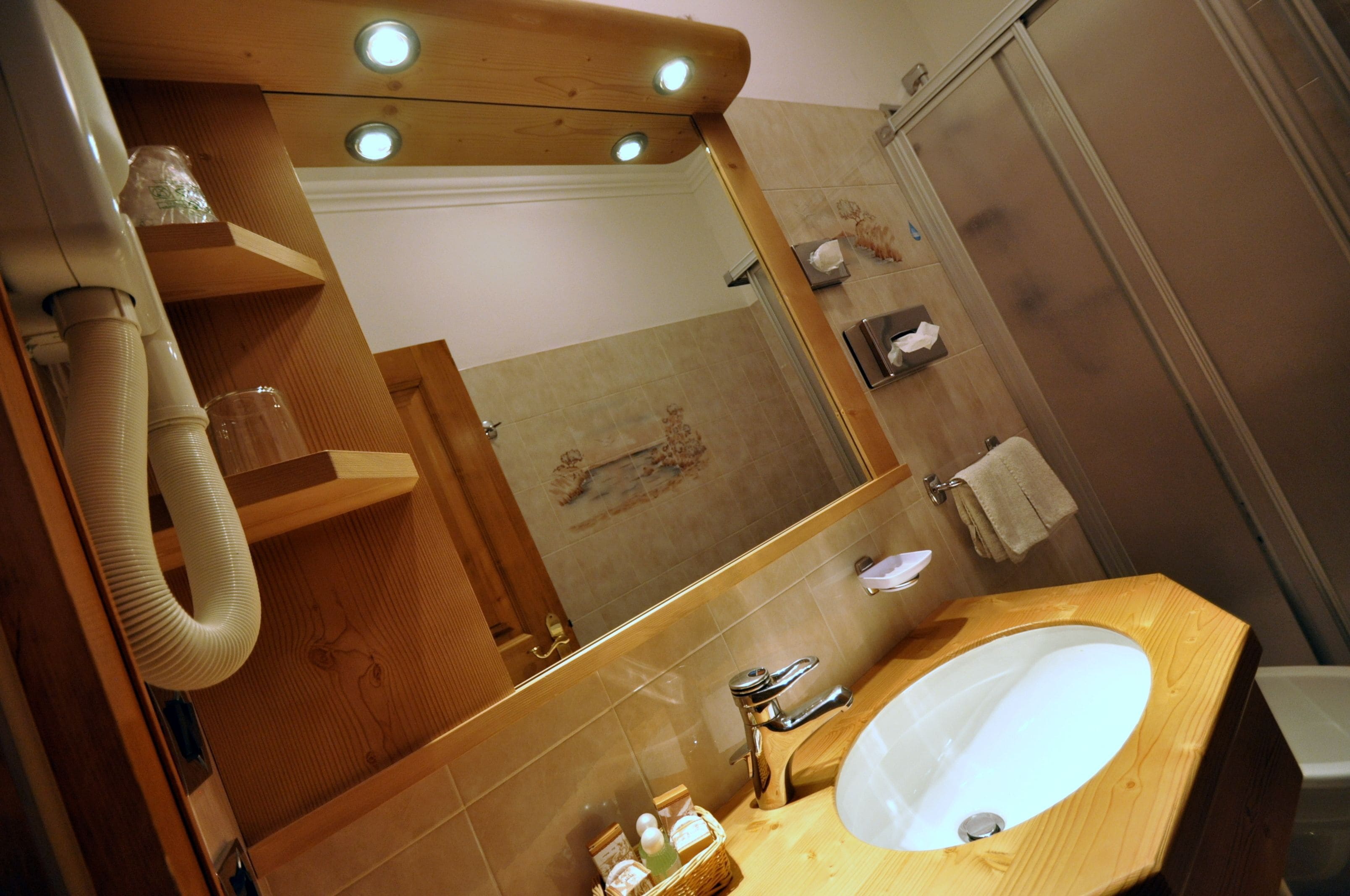 free toiletries, hair dryer, slippers, towels