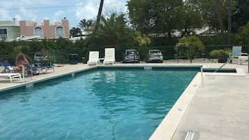 Outdoor pool, pool loungers
