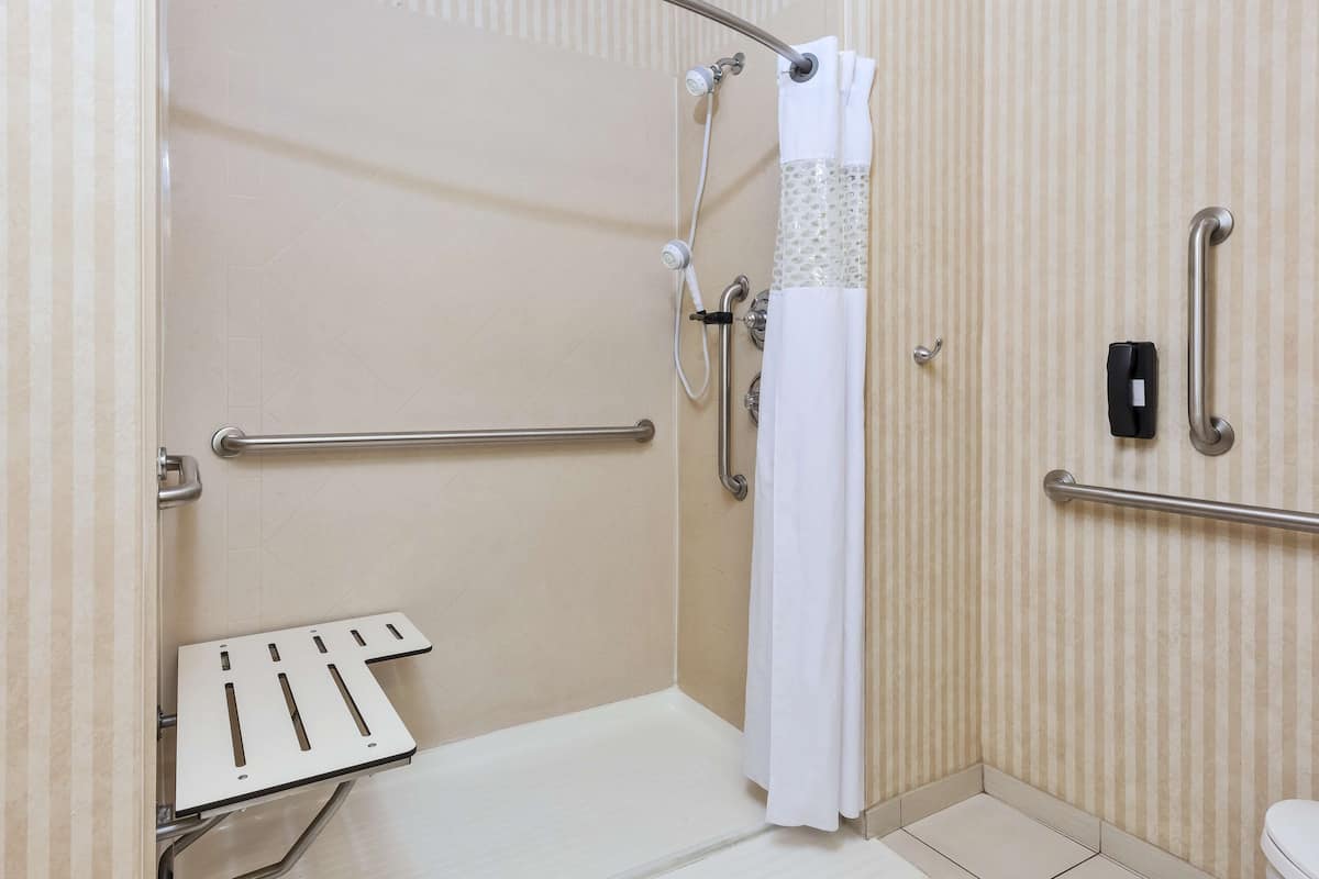 Room, 1 King Bed, Accessible (Mobility & Hearing, Roll-in Shower) | Bathroom shower