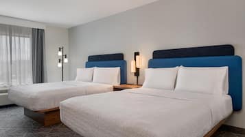 Room, 2 Queen Beds | In-room safe, desk, laptop workspace, blackout drapes