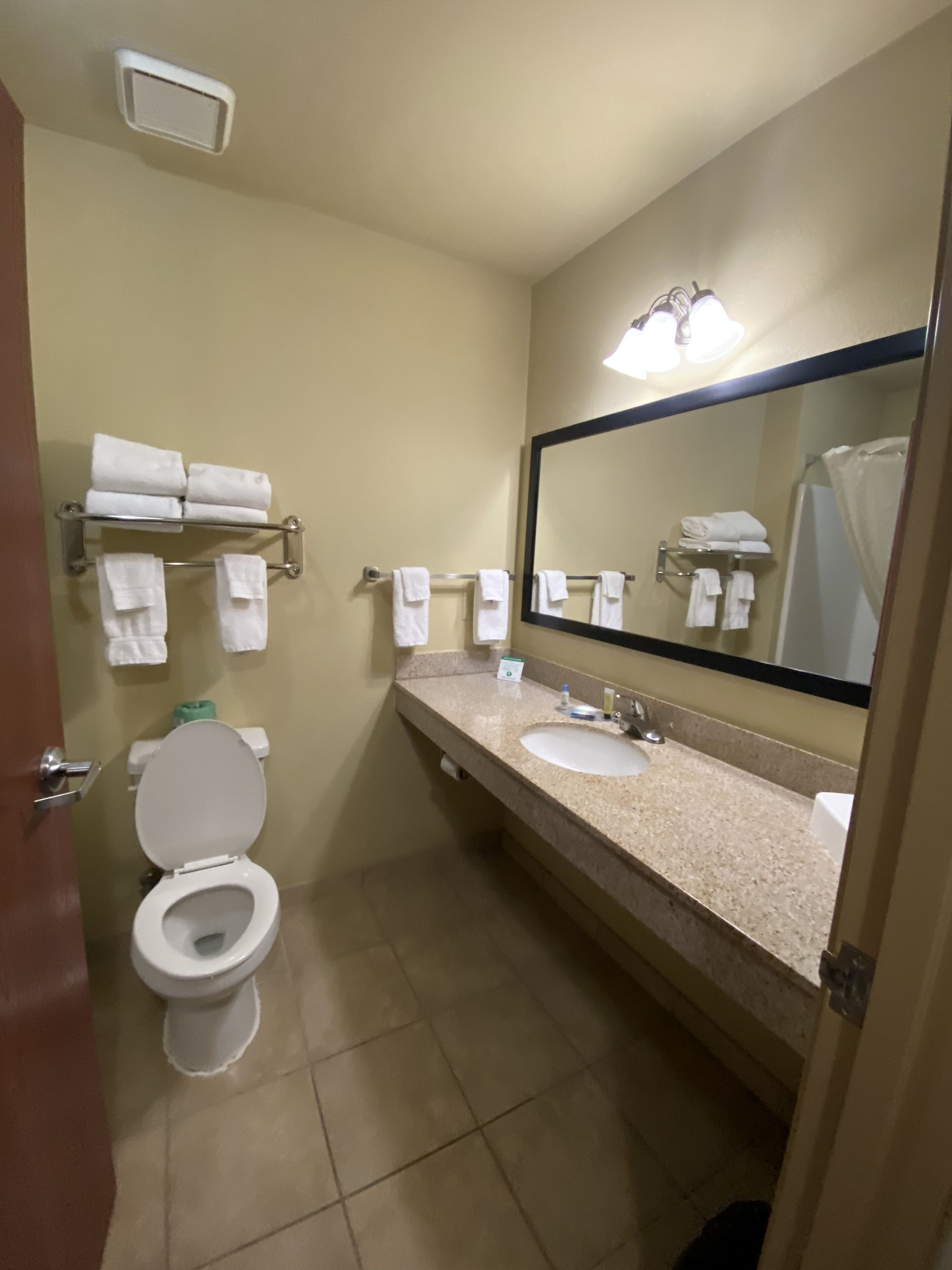 combined shower/bathtub, hydromassage showerhead, free toiletries