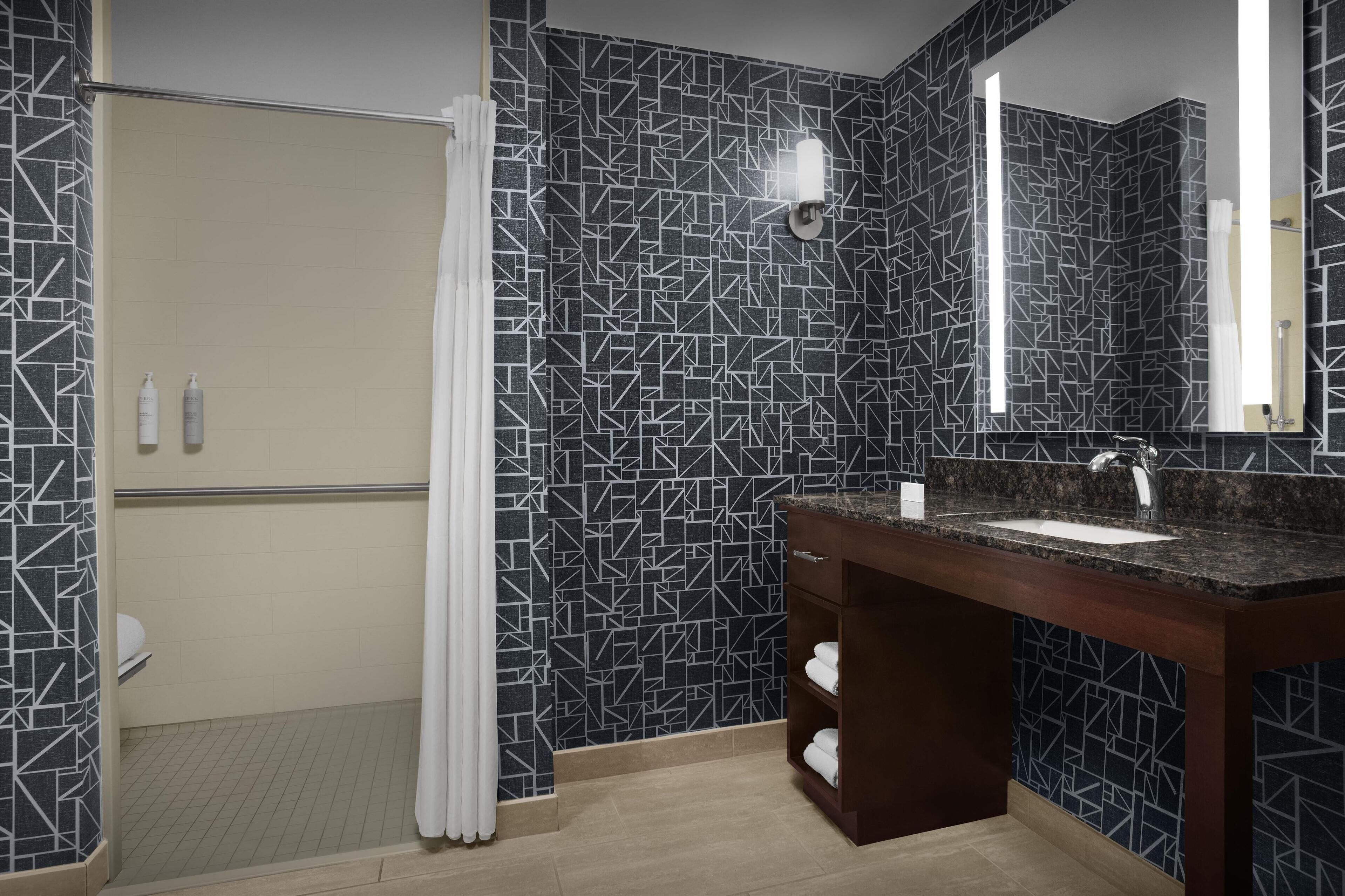 studio, 1 king bed, accessible (roll-in shower) | bathroom shower