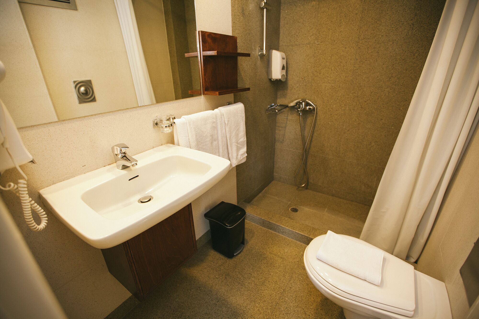 free toiletries, hair dryer, towels