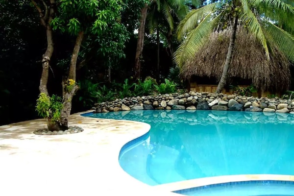 Açık yüzme havuzu, havuz şemsiyeleri, şezlonglar