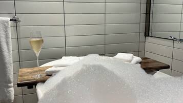 Shower, free toiletries, hair dryer, bathrobes