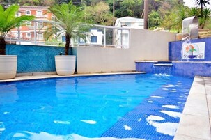 Outdoor pool, open 10 AM to 8 PM, sun loungers
