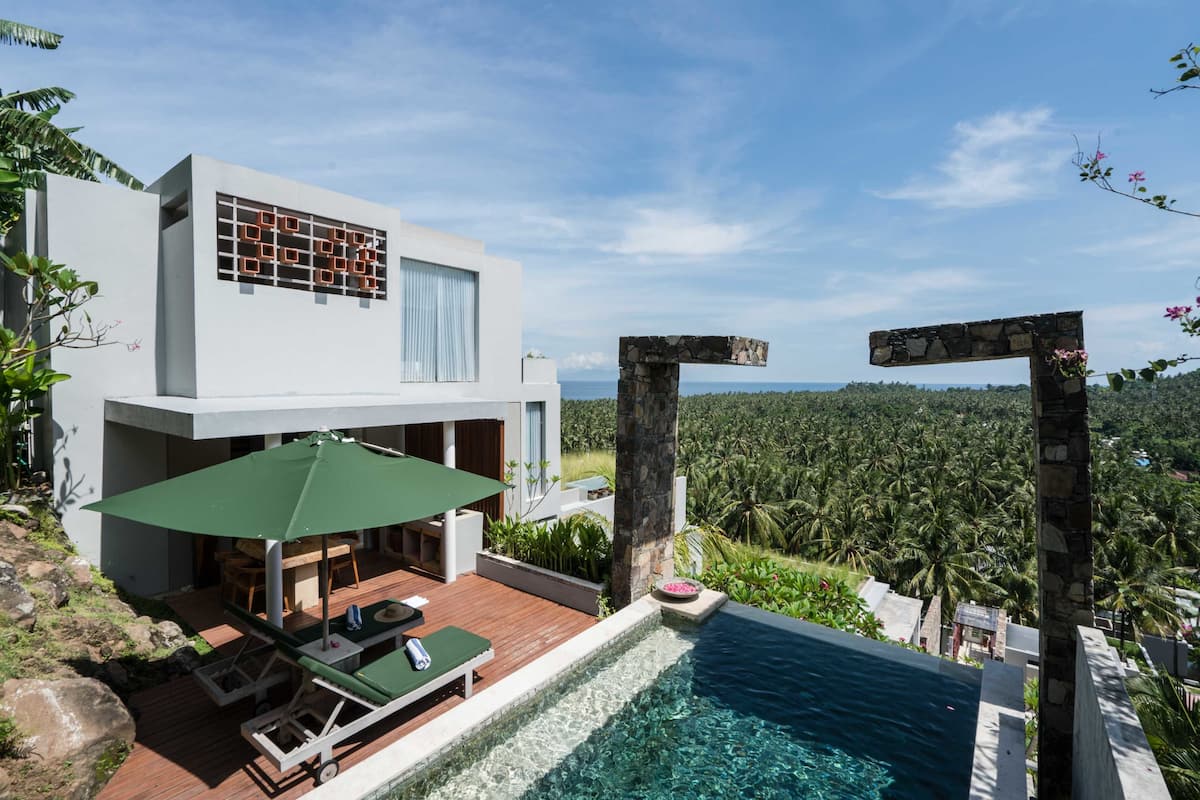 Villa – president, 2 soverom, privat basseng (Varda Presidential / Family Villa) | Utsikt mot strand/hav