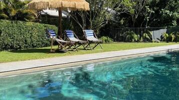 Outdoor pool, sun loungers
