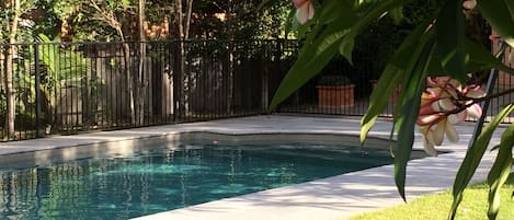 Outdoor pool, sun loungers