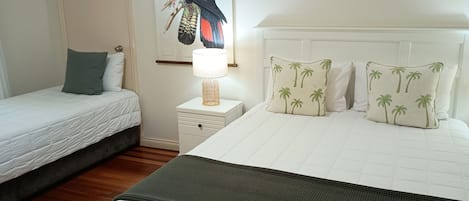 Premium bedding, minibar, desk, laptop workspace