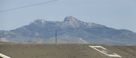 A mountain range with a clear sky.