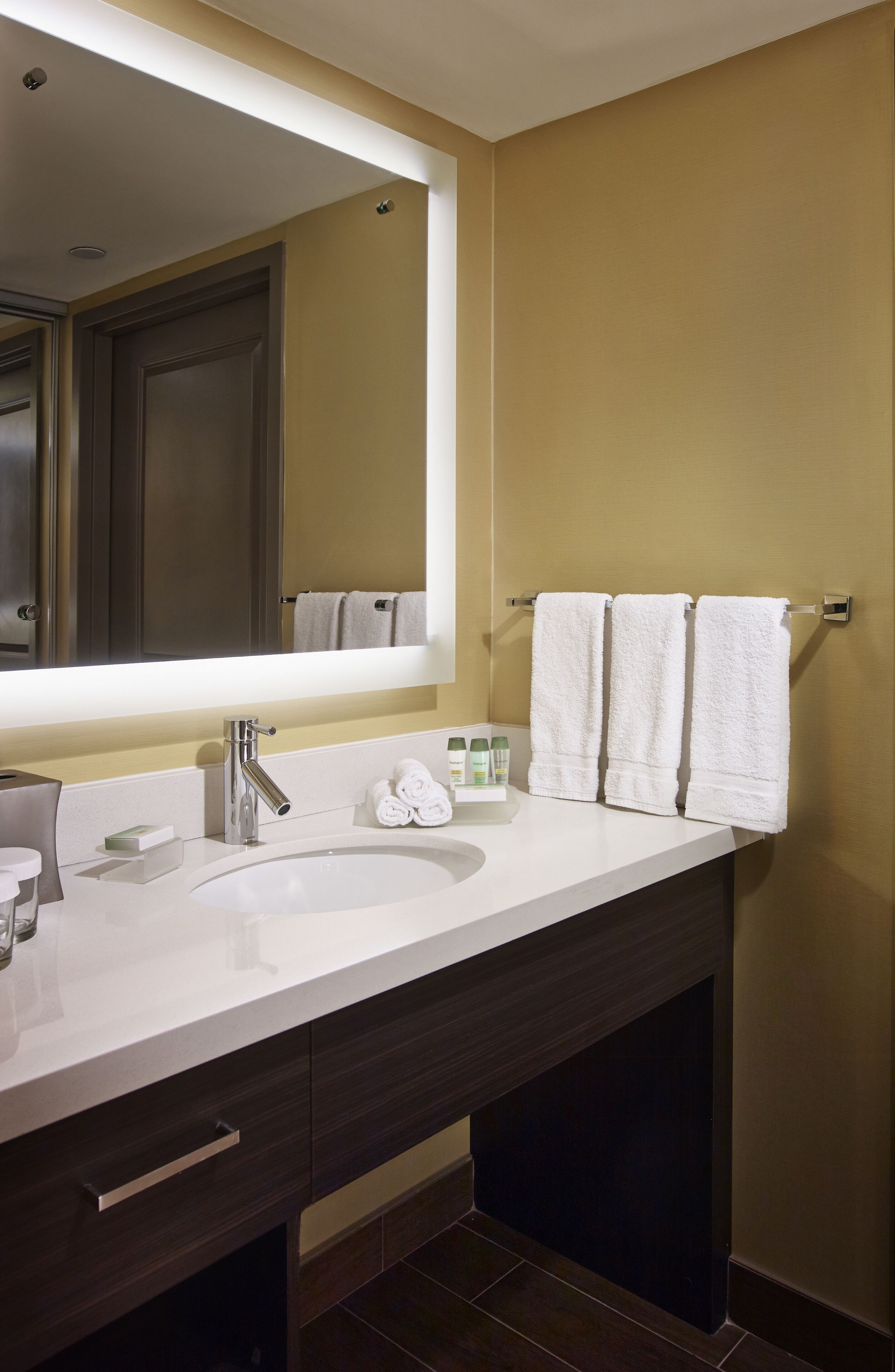 combined shower/bathtub, free toiletries, hair dryer, towels