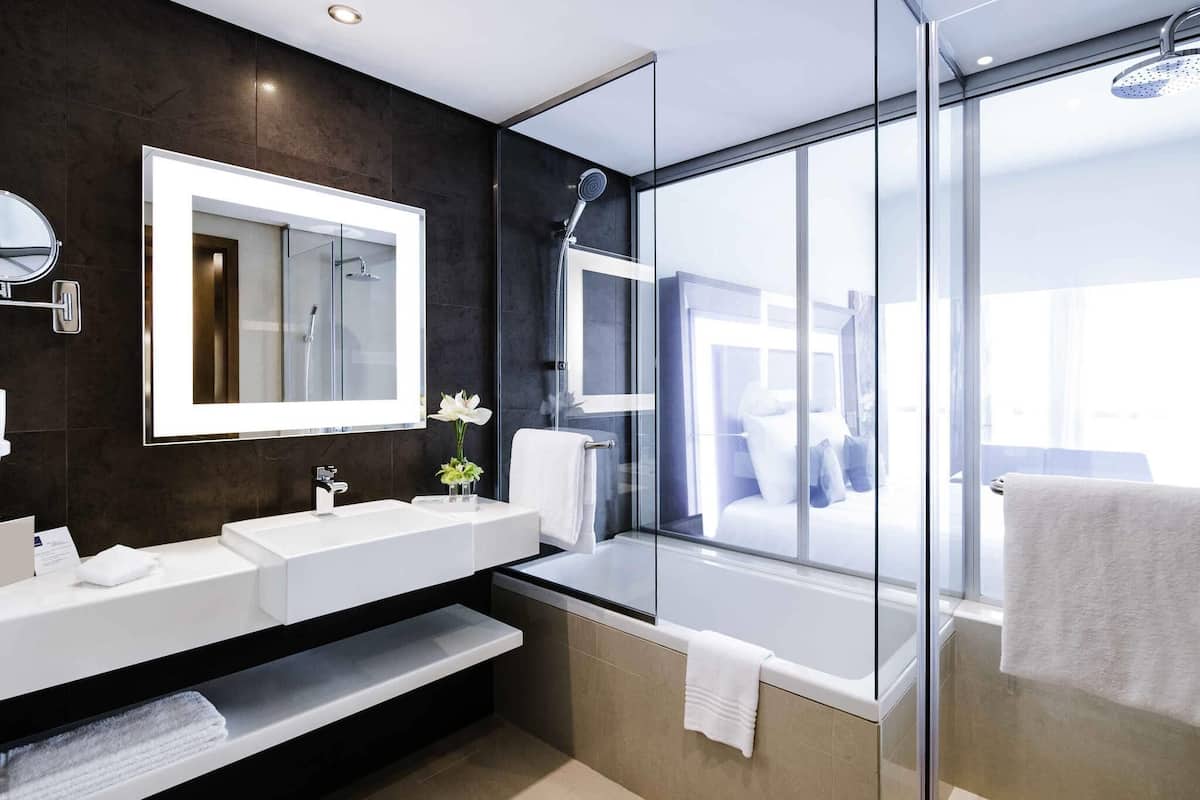 In-room safe, desk, laptop workspace, soundproofing