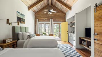 Cabaña estándar, 2 camas Queen size | 1 habitación, ropa de cama de alta calidad y muebles diferentes