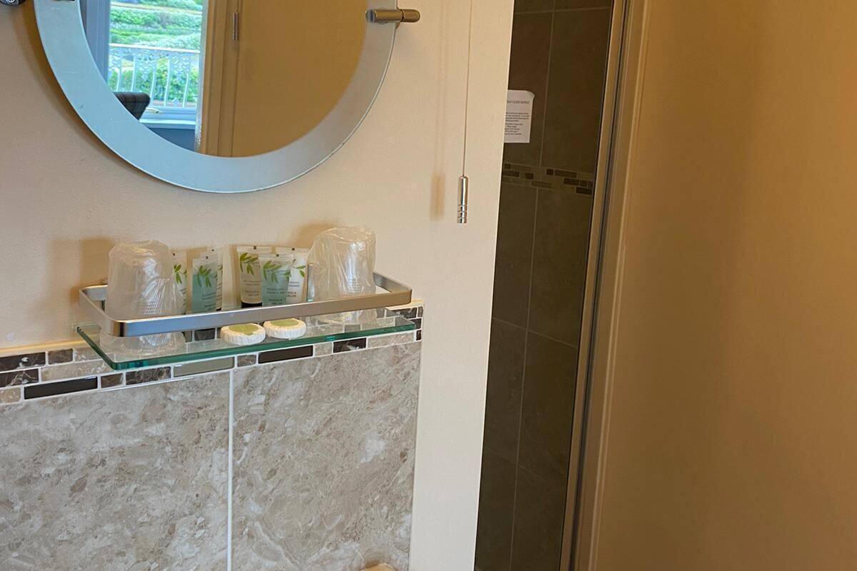 deluxe double room, ensuite, sea view (deluxe queen seaview) | bathroom