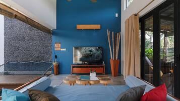 One Bedroom Villa with Private Deluxe Pool | Living area | 50-inch TV with satellite channels, Netflix, streaming services