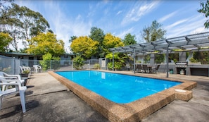 Outdoor pool, pool loungers