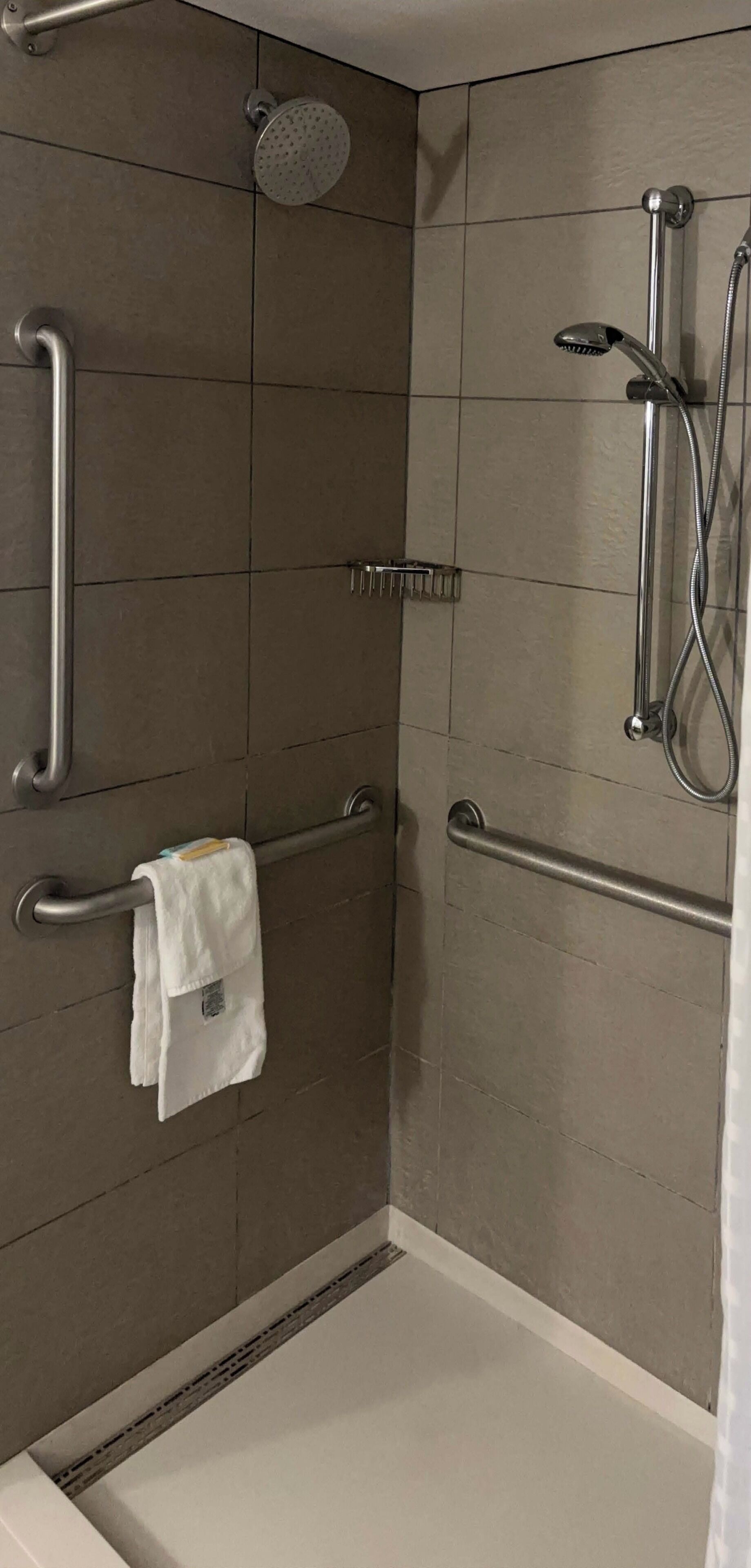 room, 1 king bed, accessible, non smoking | bathroom | combined shower/bathtub, eco-friendly toiletries, hair dryer, towels