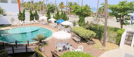 Outdoor pool, open 11 AM to 8 PM, sun loungers