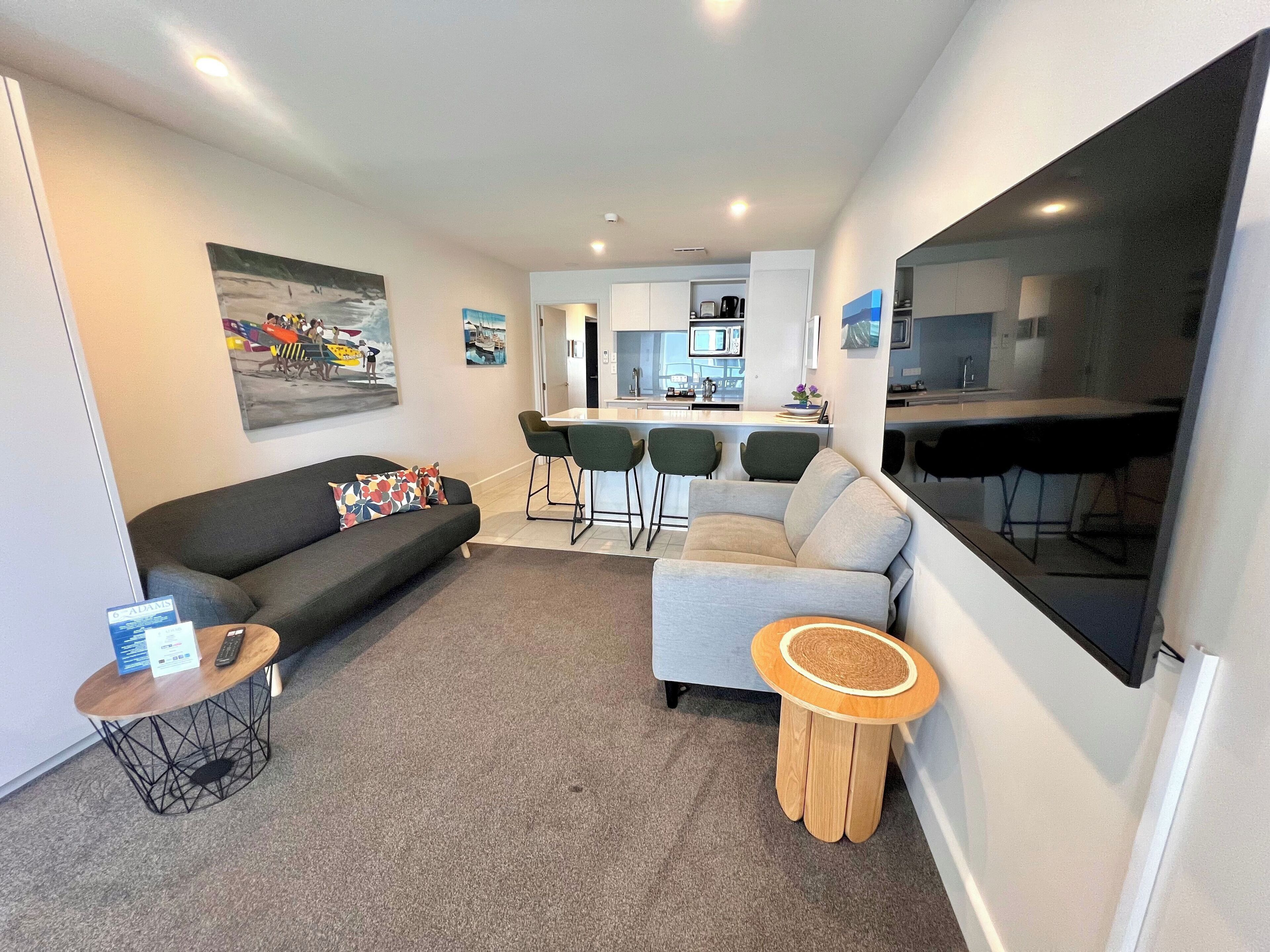 华丽公寓 | 起居区 | 32-英寸智能电视（配备数码频道）