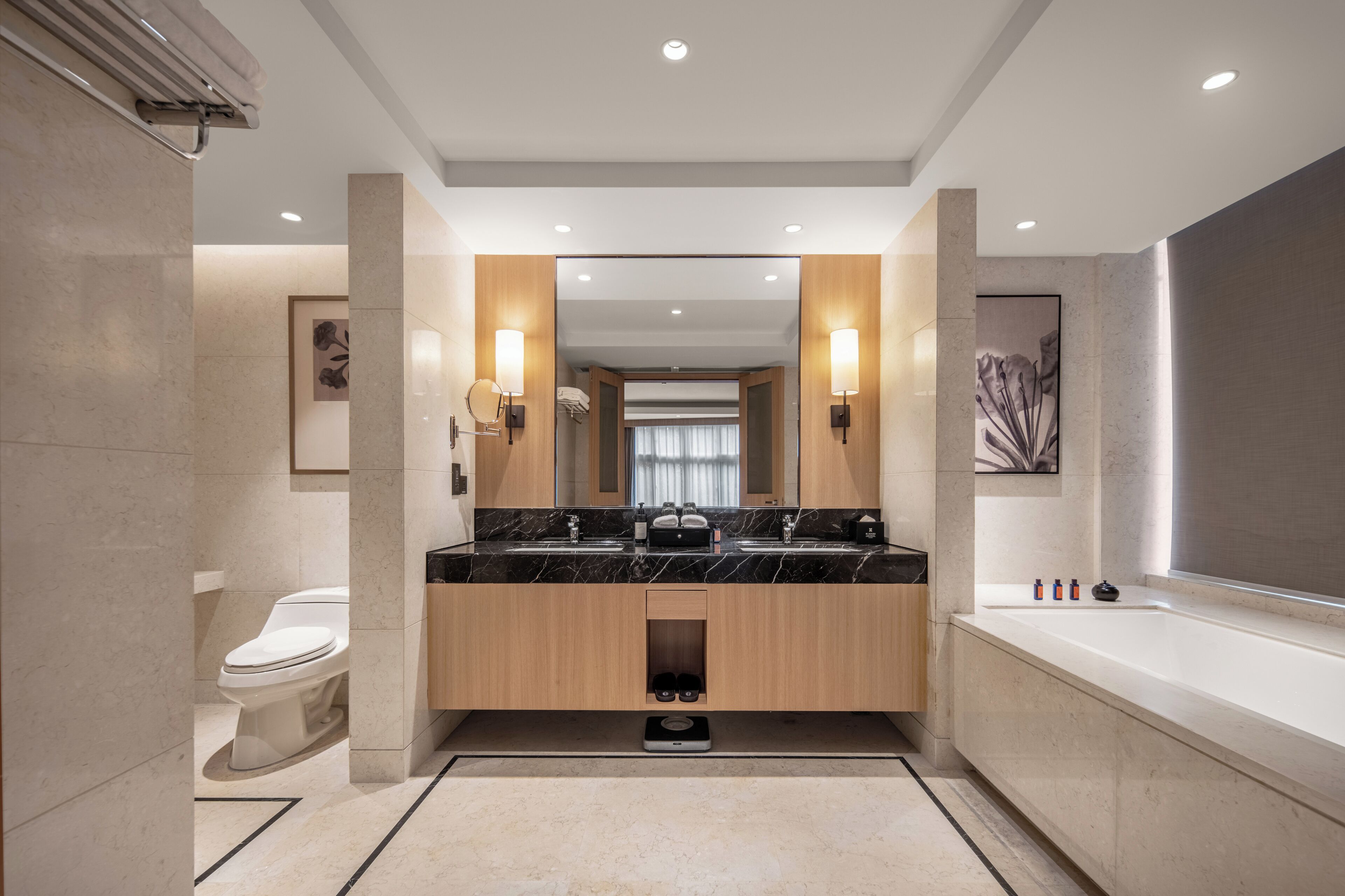 executive studio suite | bathroom | free toiletries, hair dryer, bathrobes, slippers