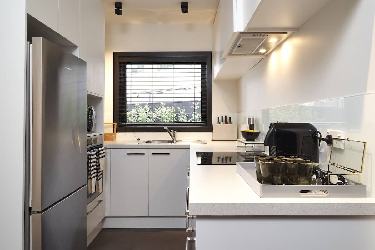 three bedroom apartment | private kitchen | fridge, microwave, coffee/tea maker, electric kettle