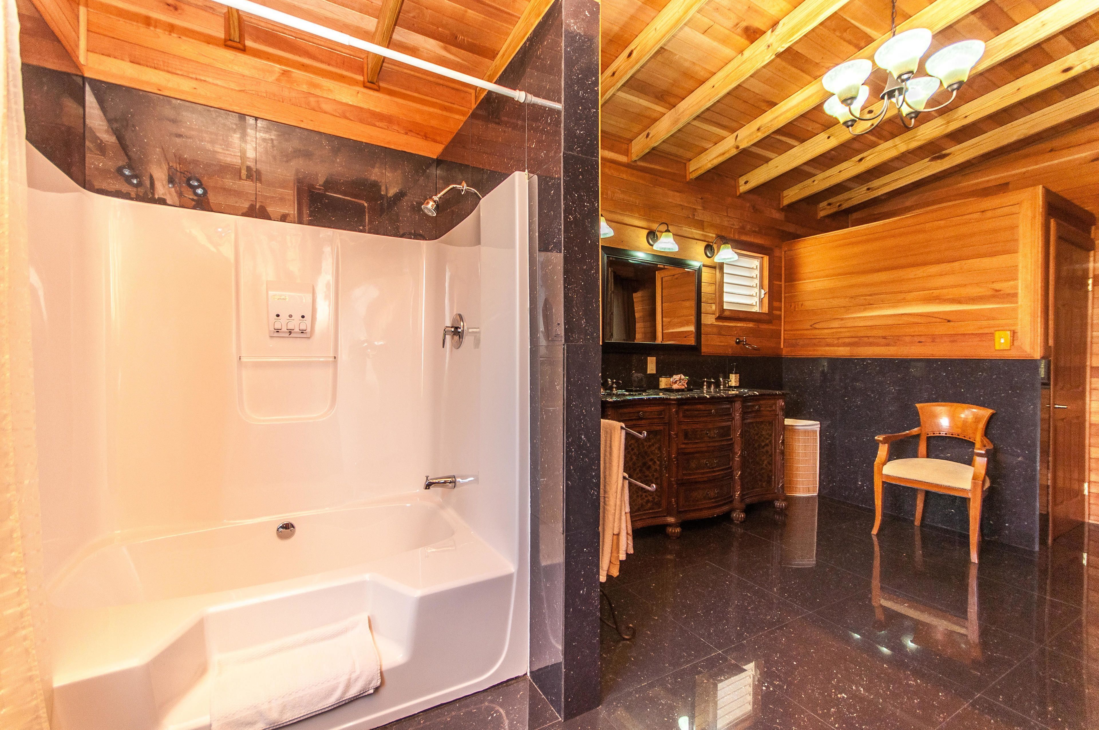 Bathroom | Rainfall showerhead, free toiletries, hair dryer, towels