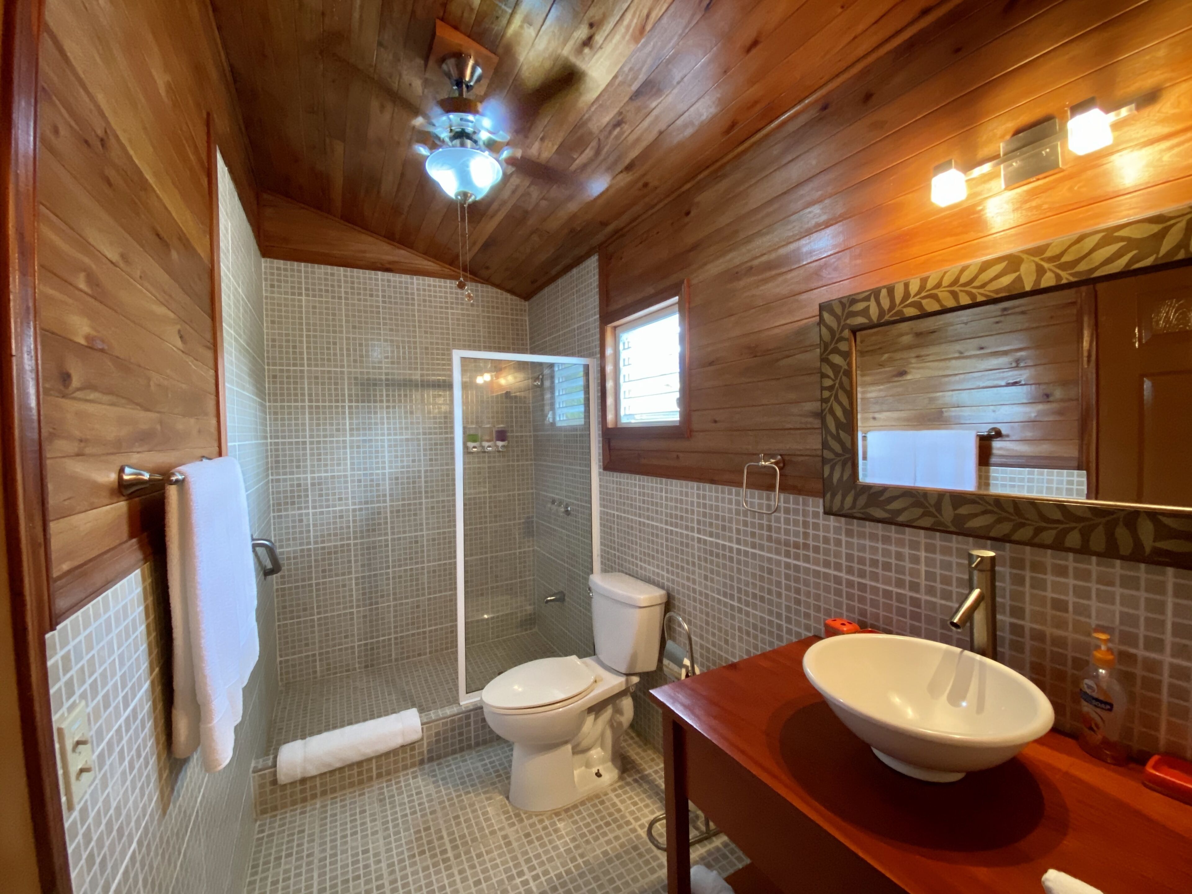 Bathroom | Rainfall showerhead, free toiletries, hair dryer, towels