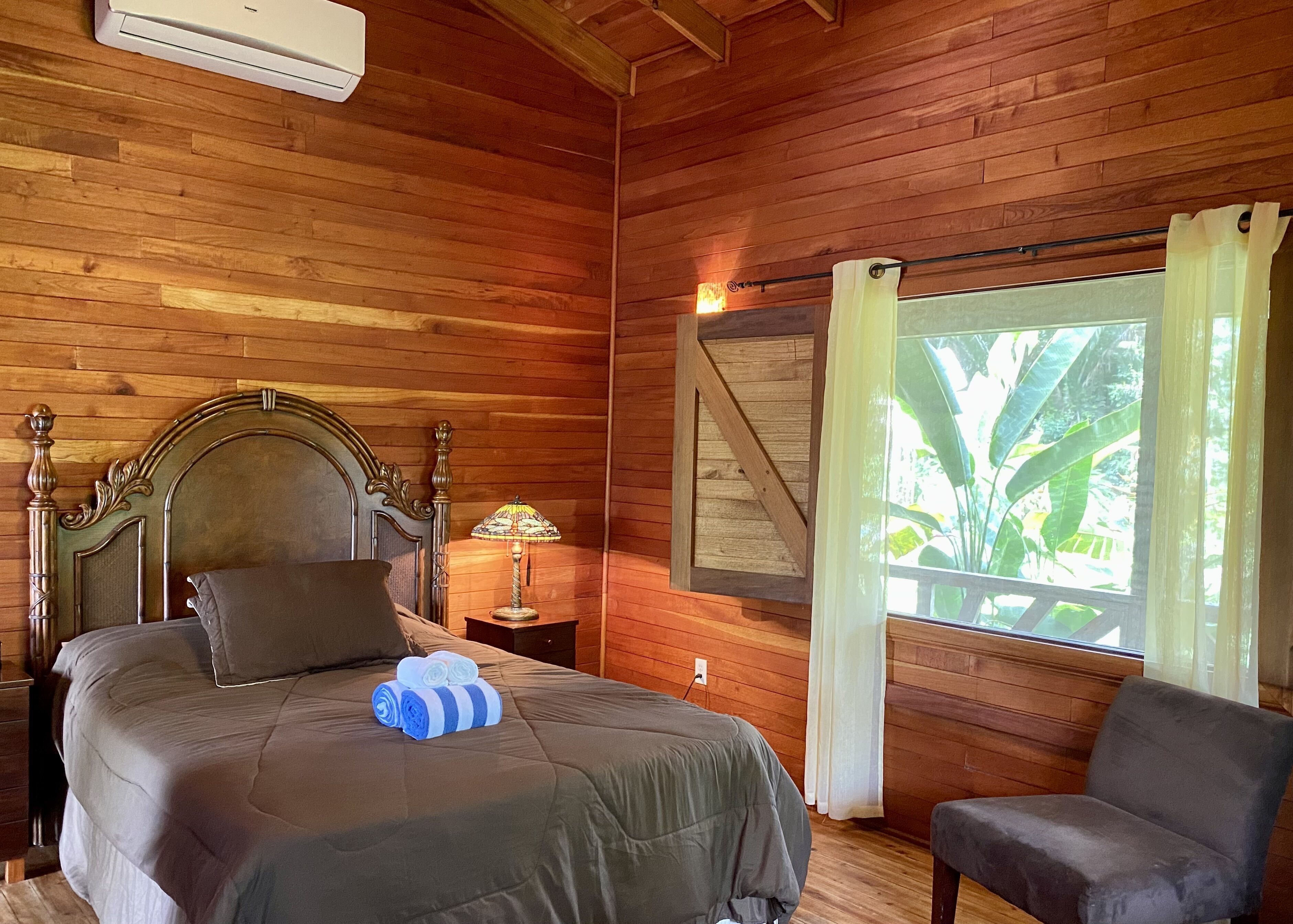 Premium bedding, blackout drapes, bed sheets