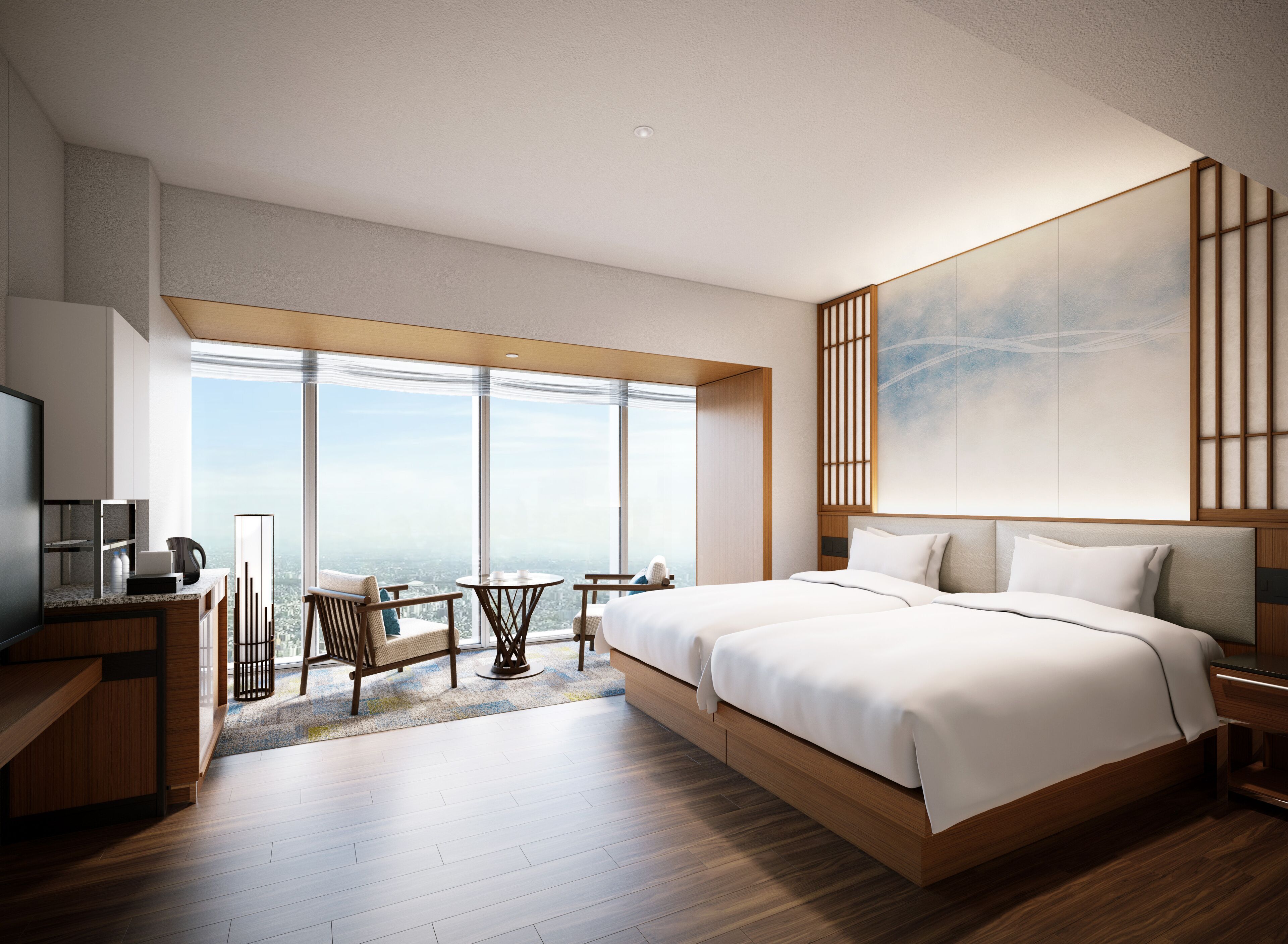 Rom – deluxe, 2 enkeltsenger, Club Lounge-tilgang | Dundyner, minibar, safe på rommet og skrivebord