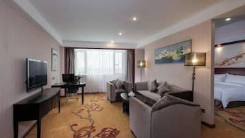 Down comforters, minibar, desk, blackout drapes
