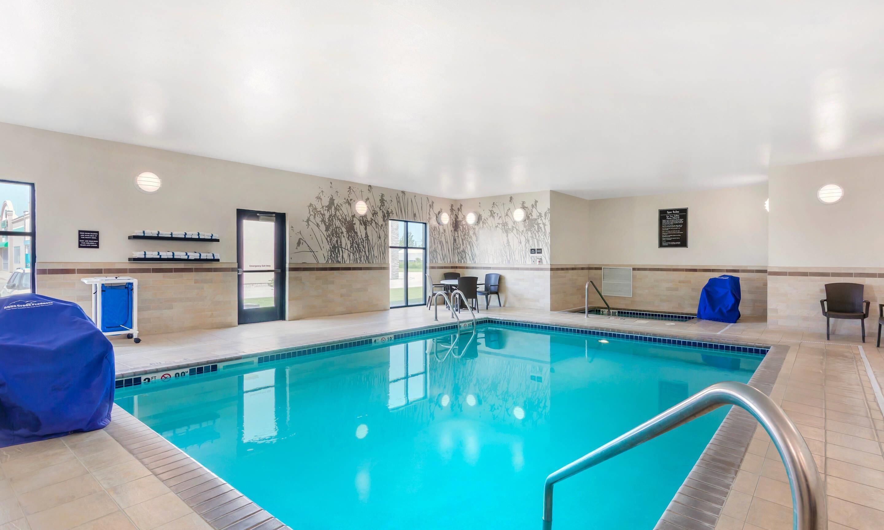 Indoor pool, open 6:00 AM to midnight, sun loungers
