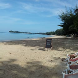 On the beach, sun-loungers, beach umbrellas, beach towels