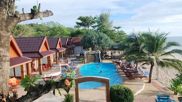 Outdoor pool, pool loungers