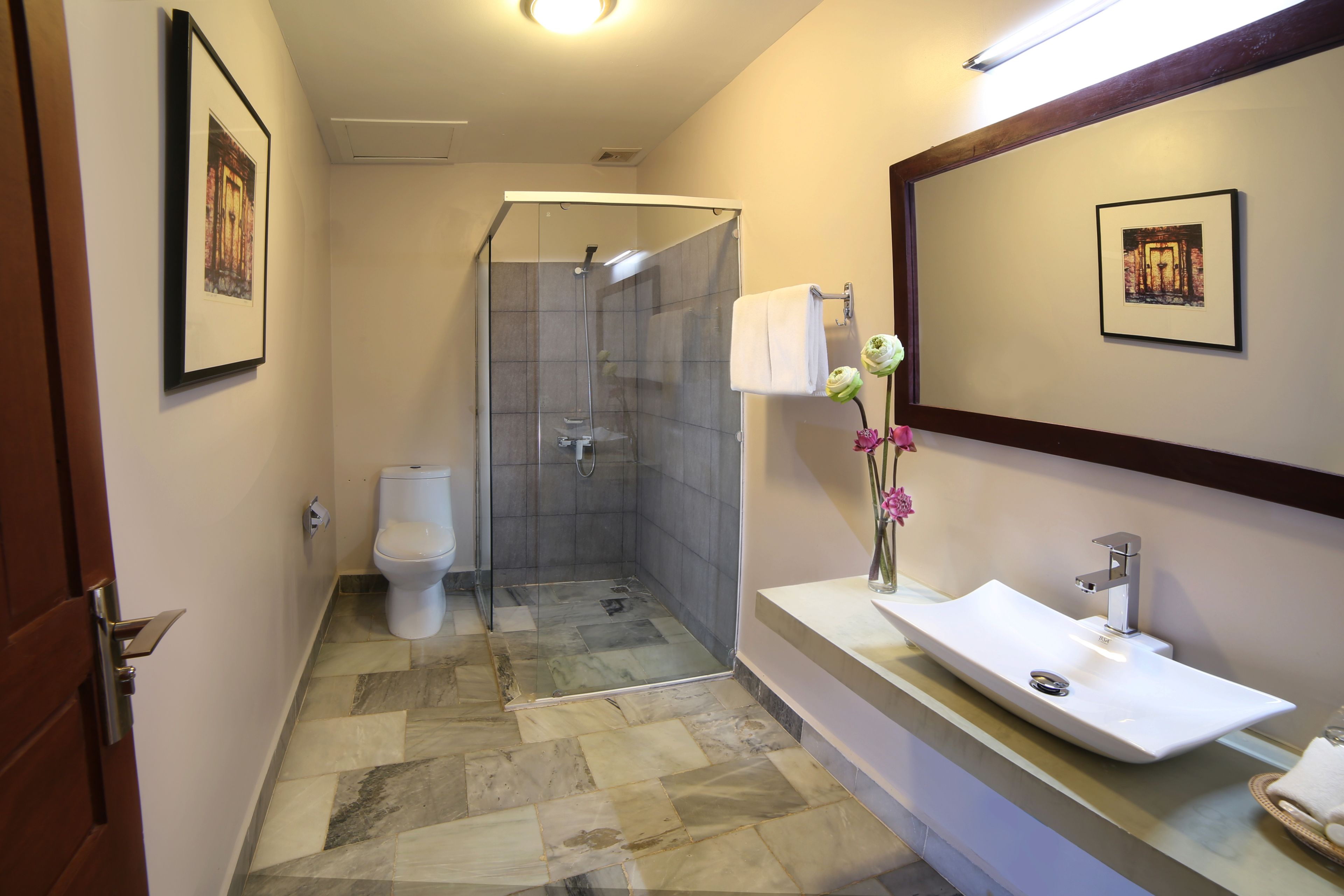 shower, free toiletries, hair dryer, bathrobes