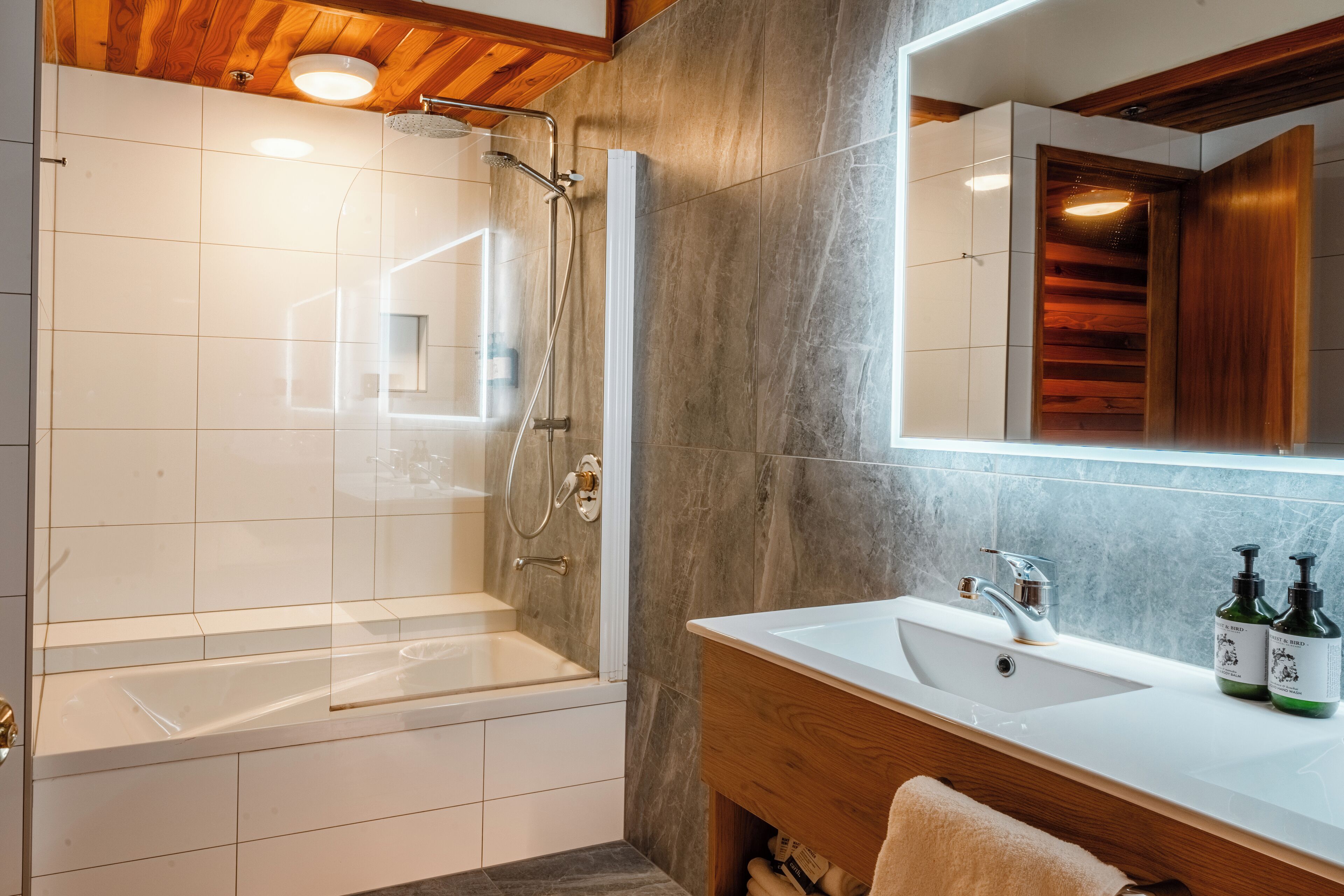 the apartment | bathroom | free toiletries, hair dryer, bathrobes, towels