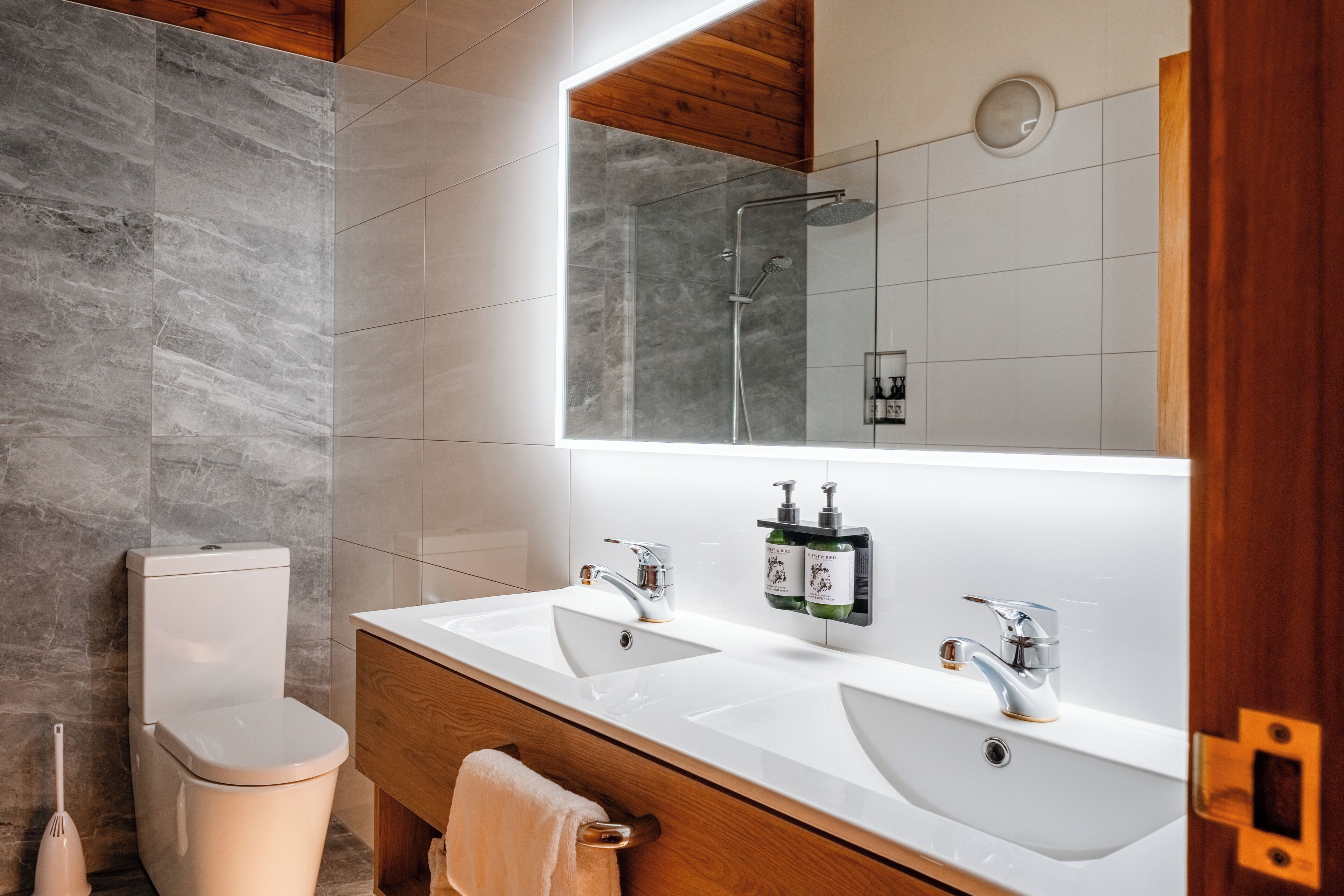 free toiletries, hair dryer, bathrobes, towels