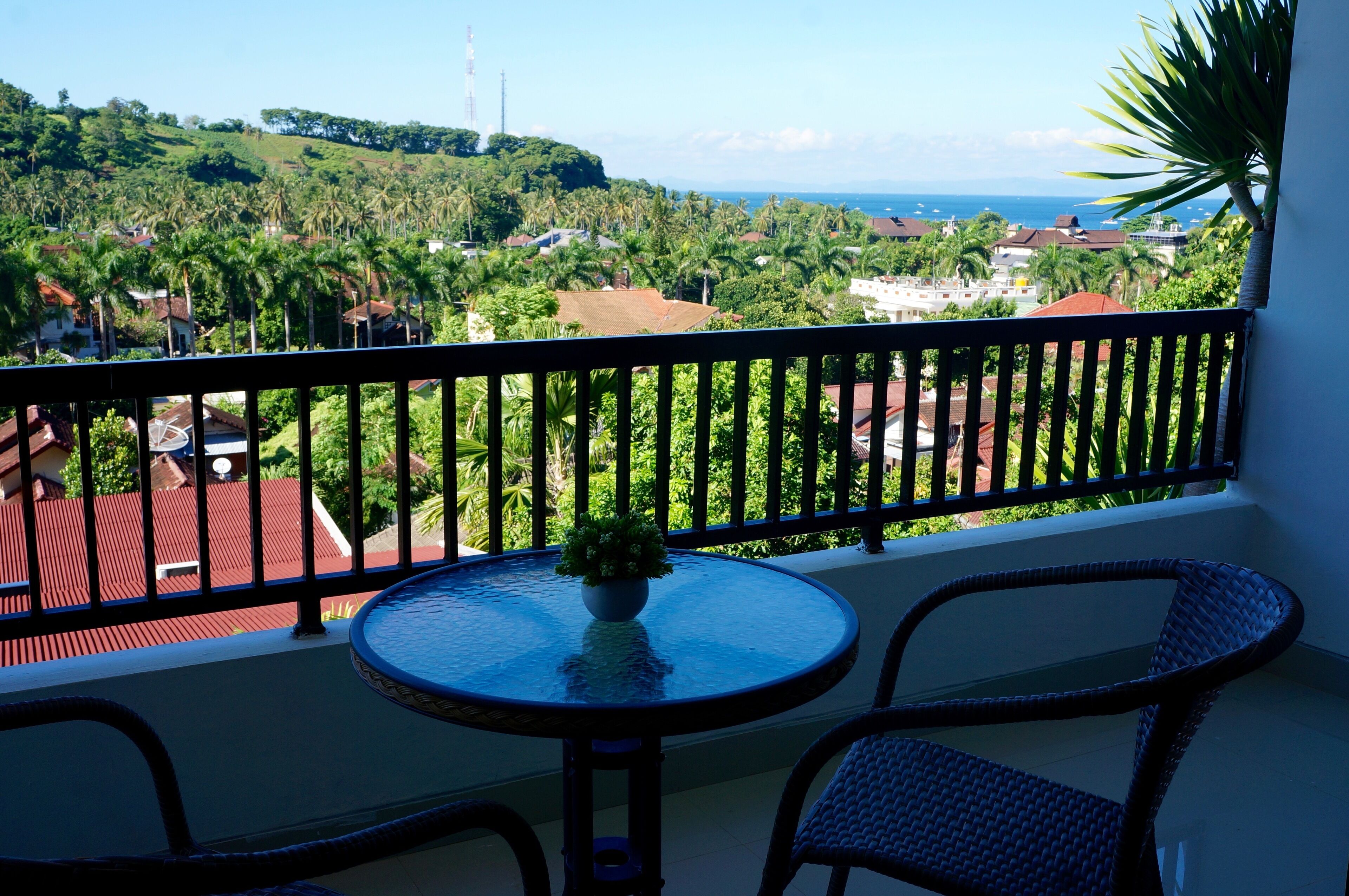 panoramic twin room, multiple beds, balcony, mountain view | view from room