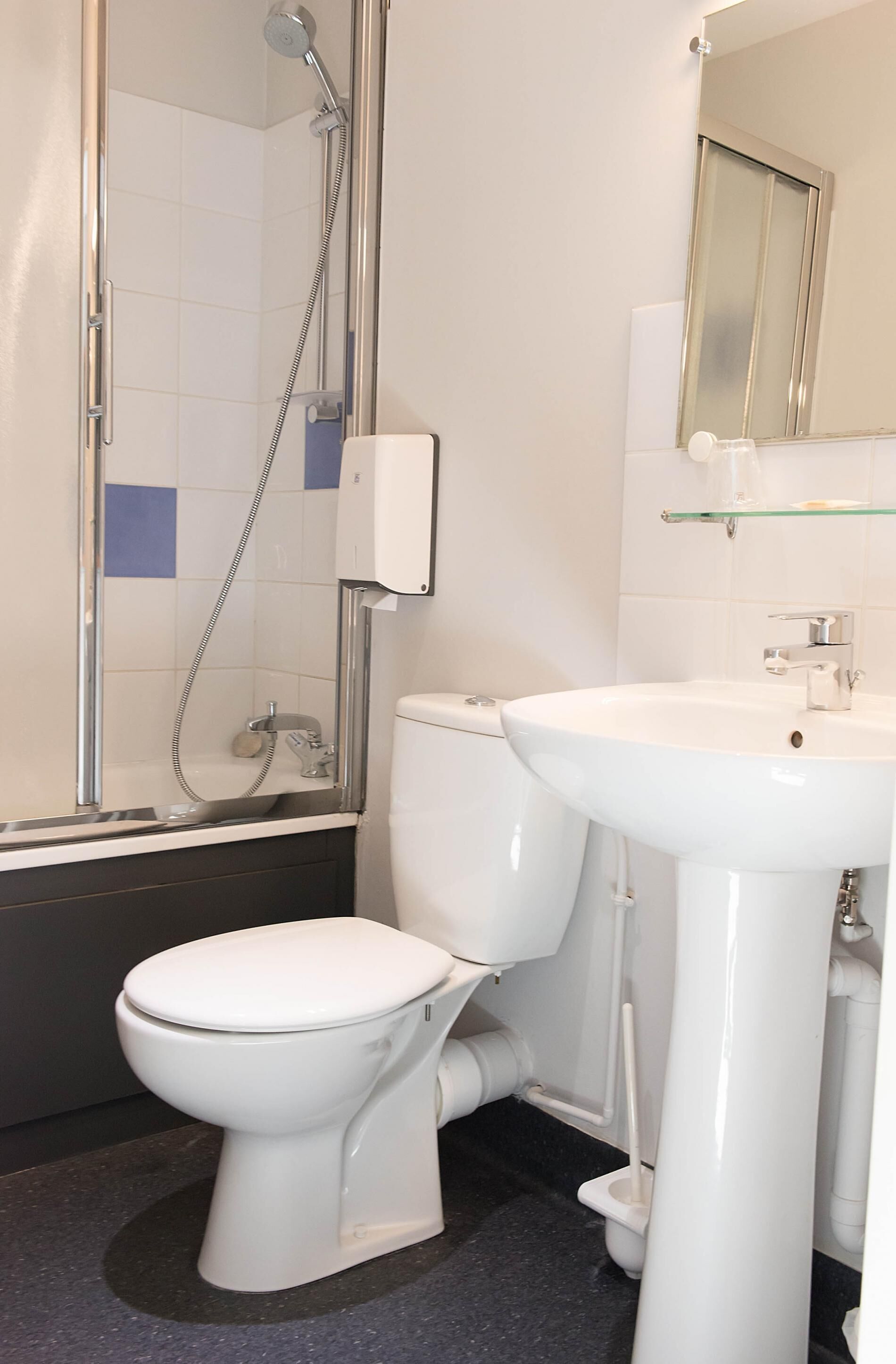 twin room | bathroom | hair dryer, towels, soap, shampoo