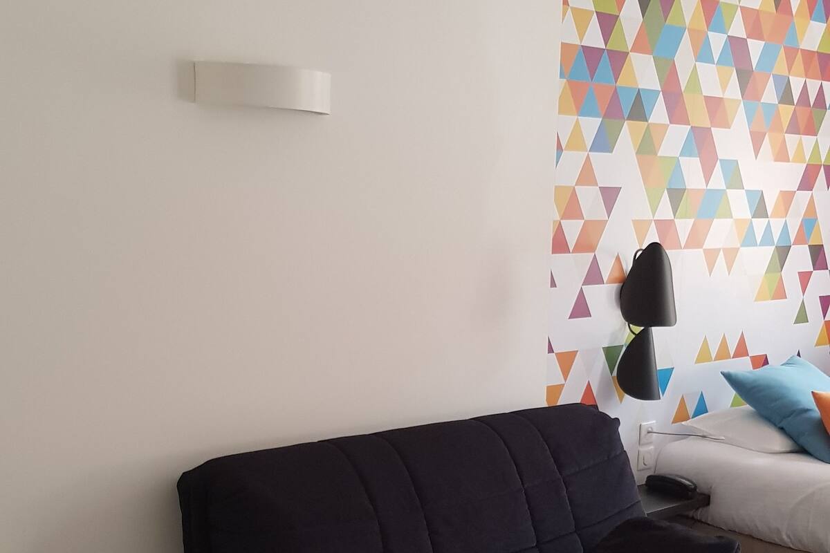 premium bedding, desk, blackout curtains, soundproofing