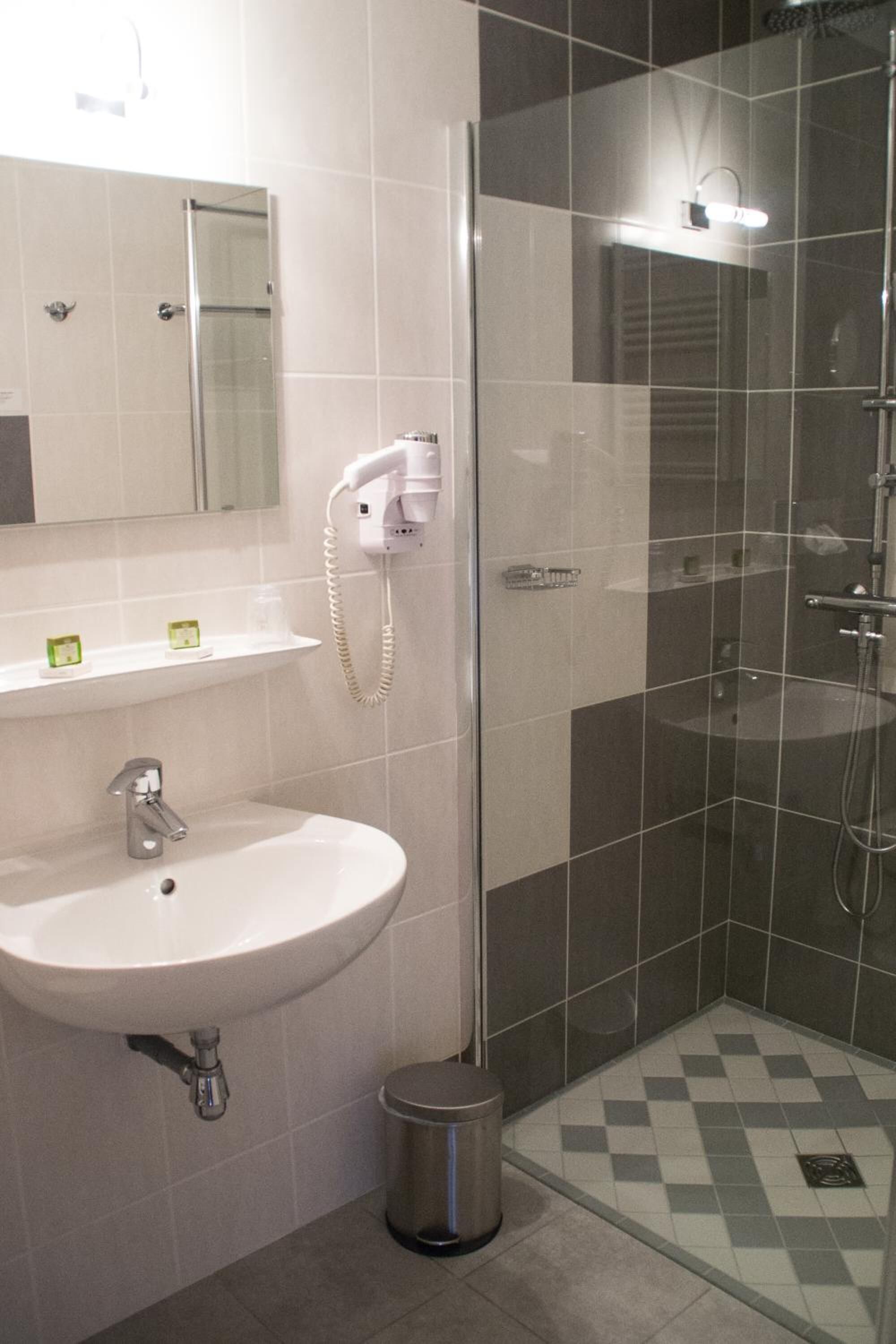 free toiletries, hair dryer, towels