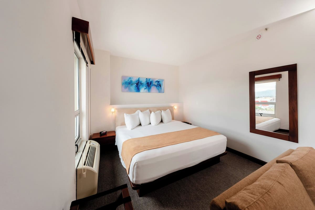 Habitación estándar, 1 cama de matrimonio | Ropa de cama de alta calidad, caja fuerte, escritorio y cortinas opacas