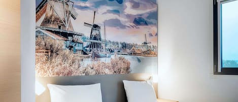 Hypoallergeen beddengoed, een bureau, gratis wifi, beddengoed