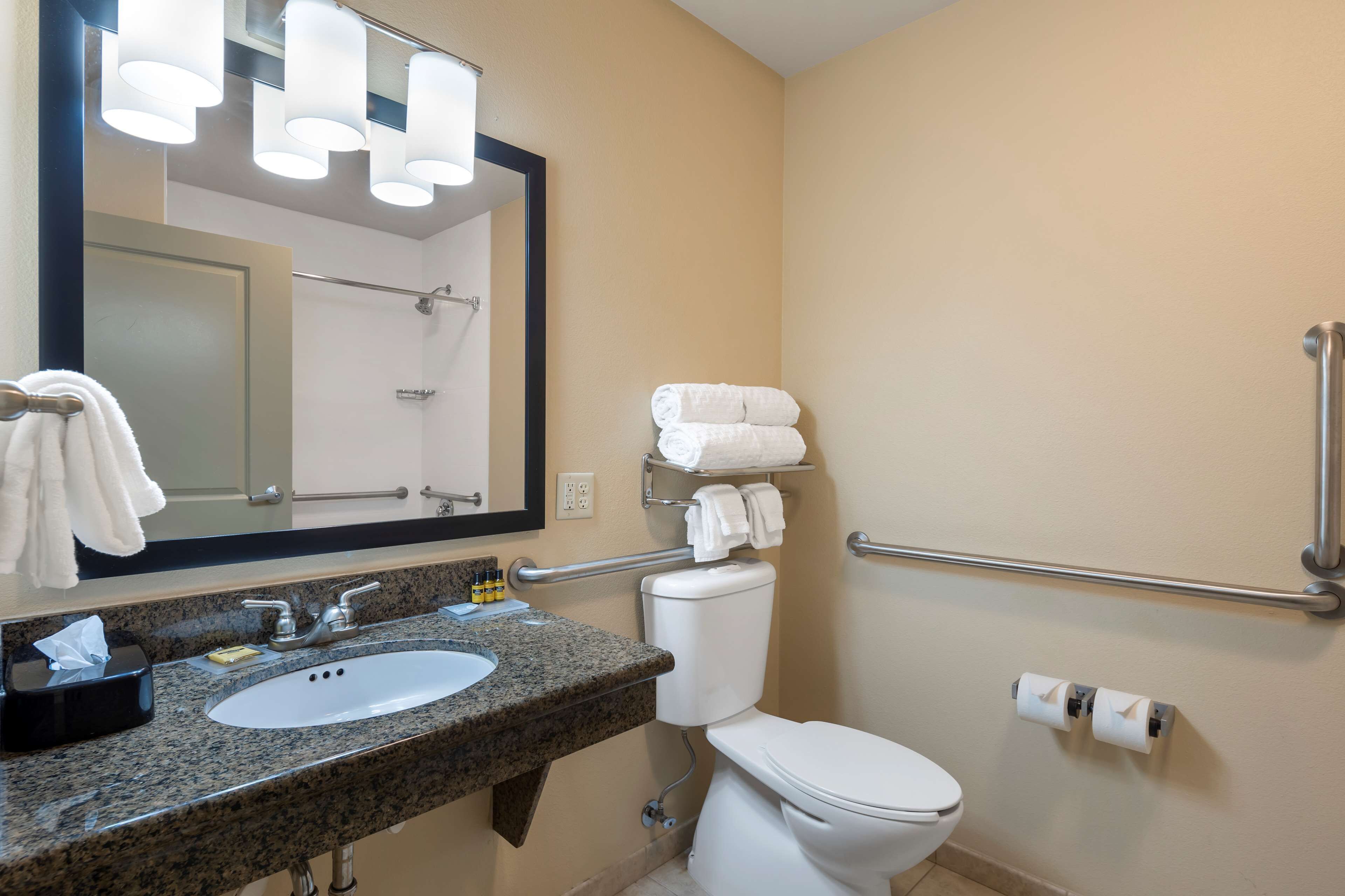 free toiletries, hair dryer, towels