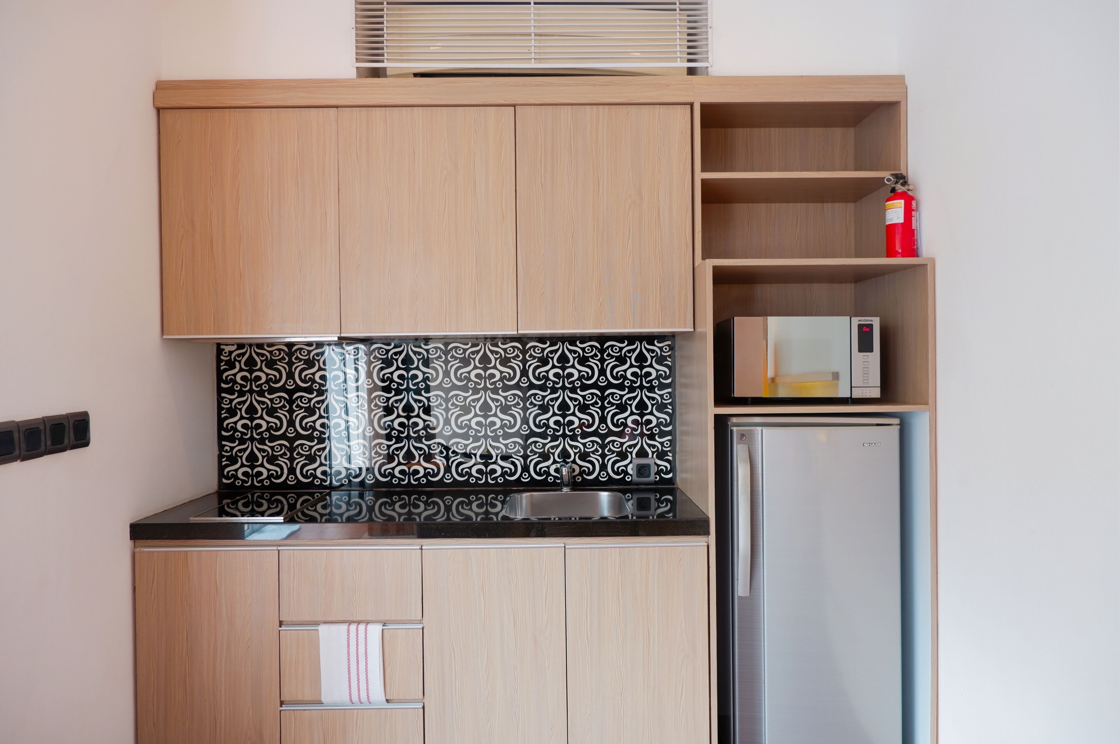 one bedroom residence with private pool | private kitchen | full-sized fridge, microwave, stovetop, coffee/tea maker