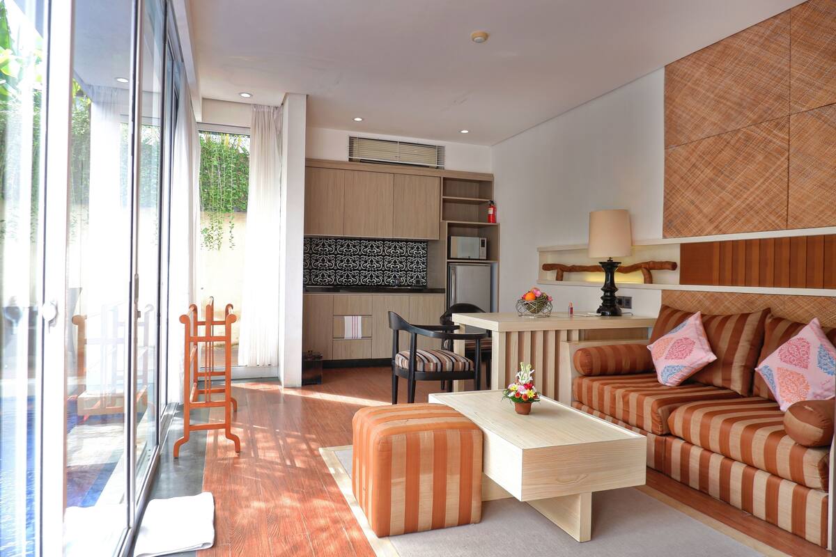 one bedroom residence with private pool | living area | lcd tv, dvd player