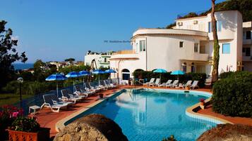 Outdoor pool, pool loungers