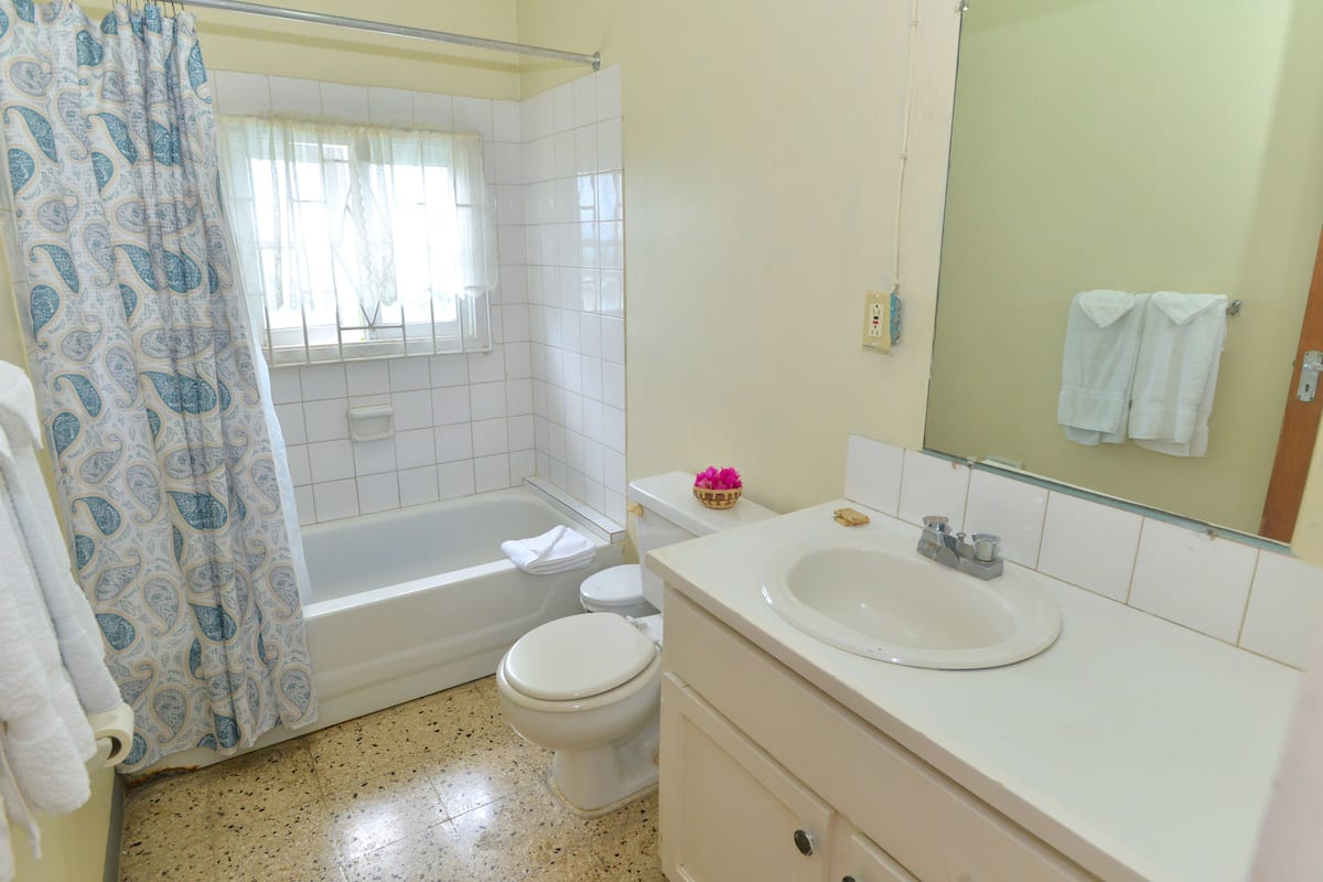 suite, 1 bedroom | bathroom | combined shower/bathtub, rainfall showerhead, free toiletries, towels