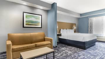 Suite, 1 King Bed, Accessible, Bathtub (with Sofabed) | Pillowtop beds, desk, laptop workspace, iron/ironing board