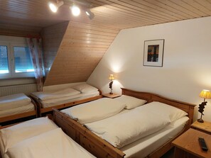 Hypo-allergenic bedding, down comforters, desk, soundproofing